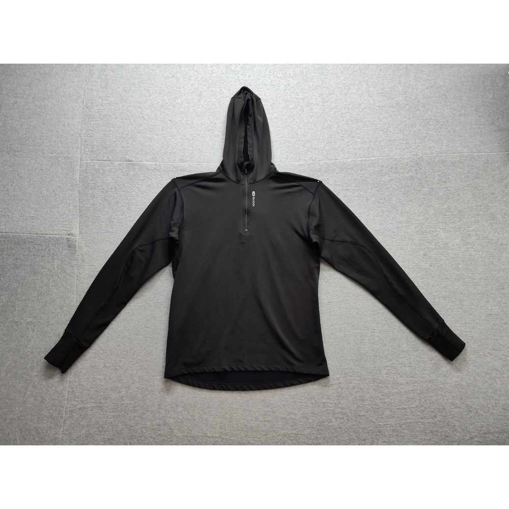 Sugoi Men Sweatshirt M Black 1/4 Zip Hooded Long Sleeve Performance Pullover
